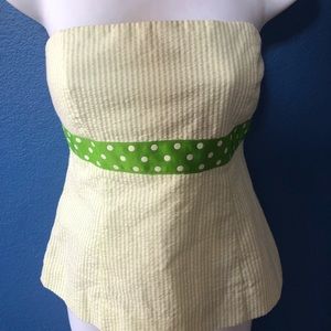 Molly B Green white Striped strapless top shirt 2